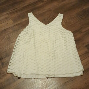 Sunday In Brooklyn White Mesh Polkadot Double Lined Cropped Tank Top Blouse A34